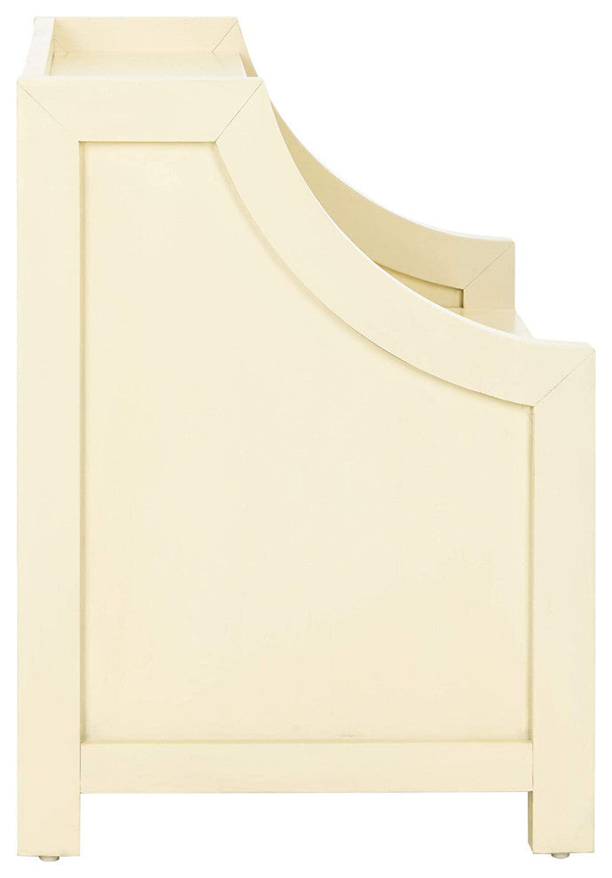 Unique Nightstand, 2 Drawers and Rectangular Top With Curved Accents, White