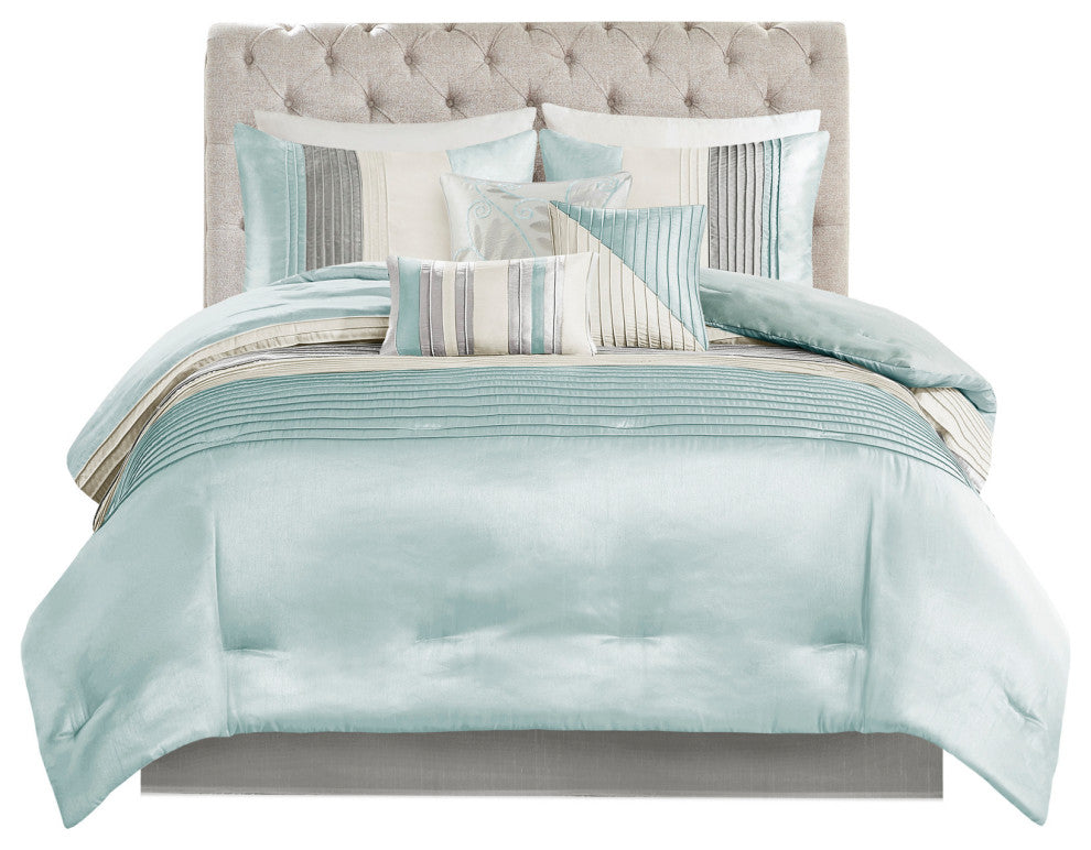 Madison Park Polyoni-Pieced Pleated 7-Piece Comforter Set, King