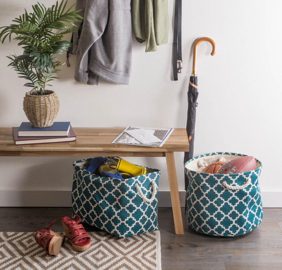 Polyester Bin Lattice Teal Round Large 16"x16"x15"