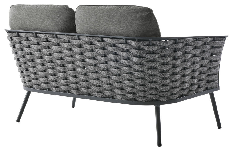 Stance Outdoor Patio Aluminum Loveseat Gray Charcoal