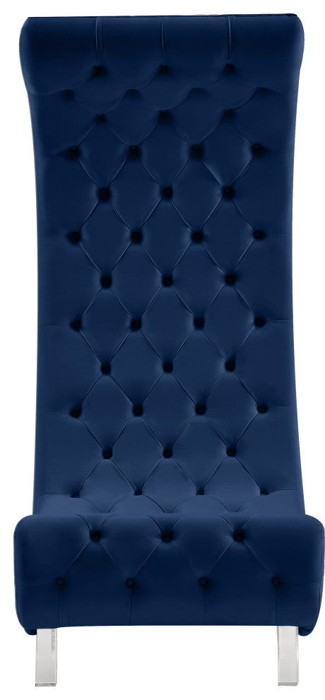 Crescent Velvet Upholstered Rounded Accent Chair, Navy