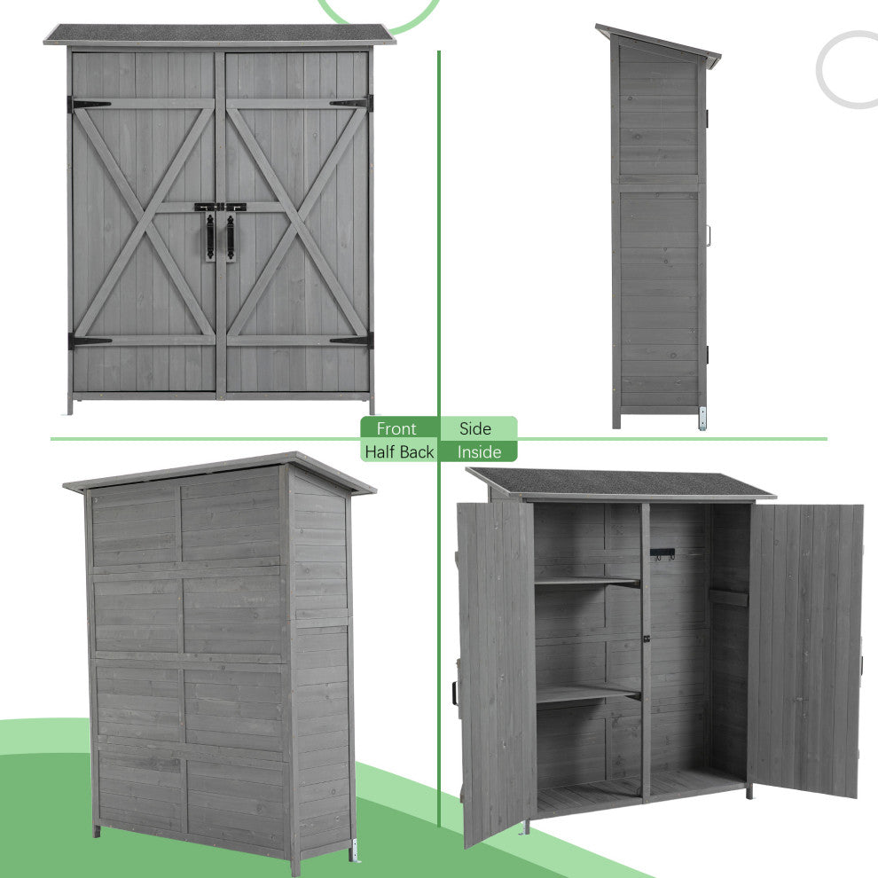 Outdoor Storage Shed With Lockable Door, Gray