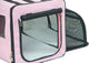 Dual-Expandable Wire Folding Lightweight Collapsible Pet Crate, Pink, Medium