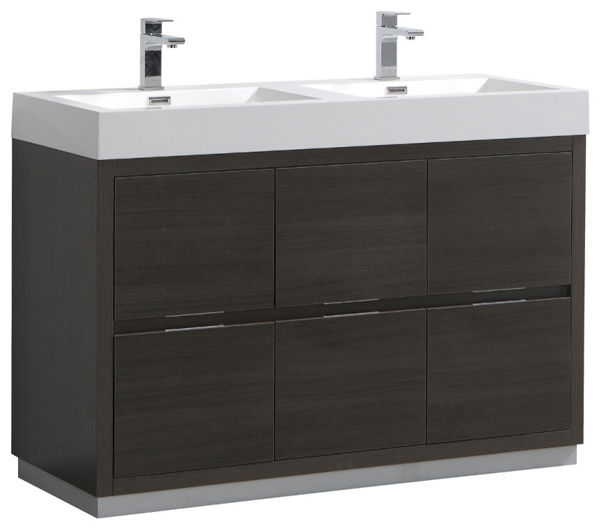 Valencia 48" Gray Oak Free Standing Double Sink Bathroom Vanity