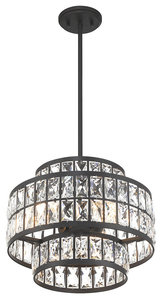 Renzo 3-Light Pendant, Matte Black, Matte Black