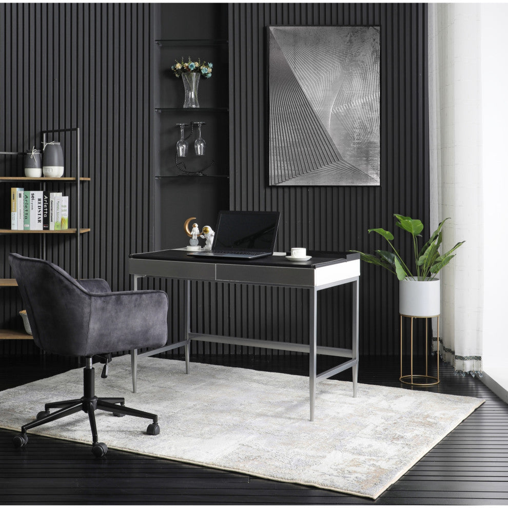 Loft Lyfe Kinzlee Desk, 2 Storage Drawers, Black/Gray