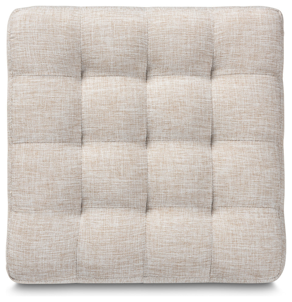 Jodene Beige Fabric Upholstered Tufted Cube Ottoman Set of 2