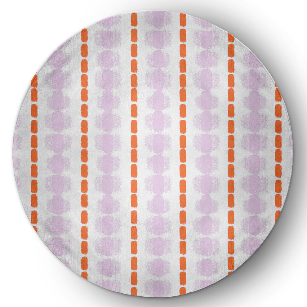 Watercolor Stripe Spring Chenille Rug, Purple-Orange, 5' Round