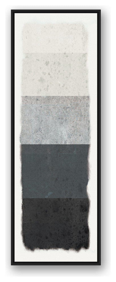 Gray Lines 20x60 Black Floating Framed Canvas