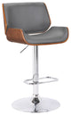 Gray Upholstered Chrome Base Adjustable Bar Stool