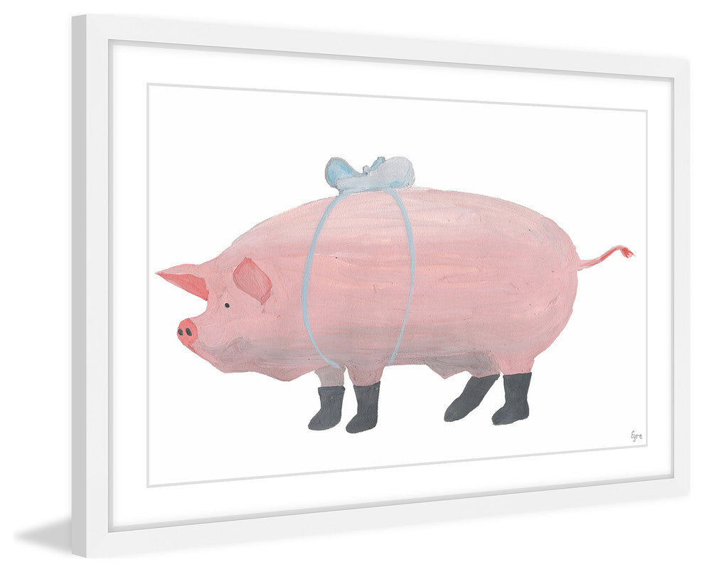"Big Pink Gift" Framed Painting Print, 18"x12"