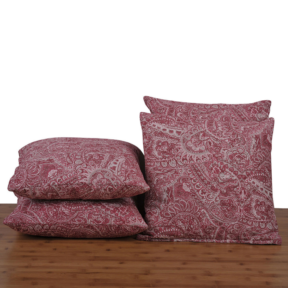 Paisley Suede 4 Piece Pillow Shell Set, Red, 20"x20"