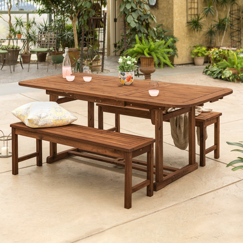 3-Piece Dark Brown Acacia Patio Dining Set