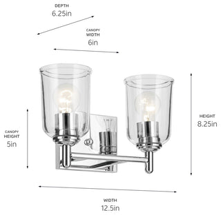 Shailene 12.5" 2-Light Vanity Light With Clear Glass, Chrome