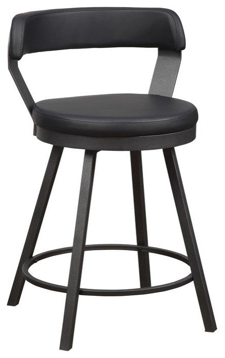 Lexicon Appert Metal Swivel Counter Height Stool in Silver/Black (Set of 2)