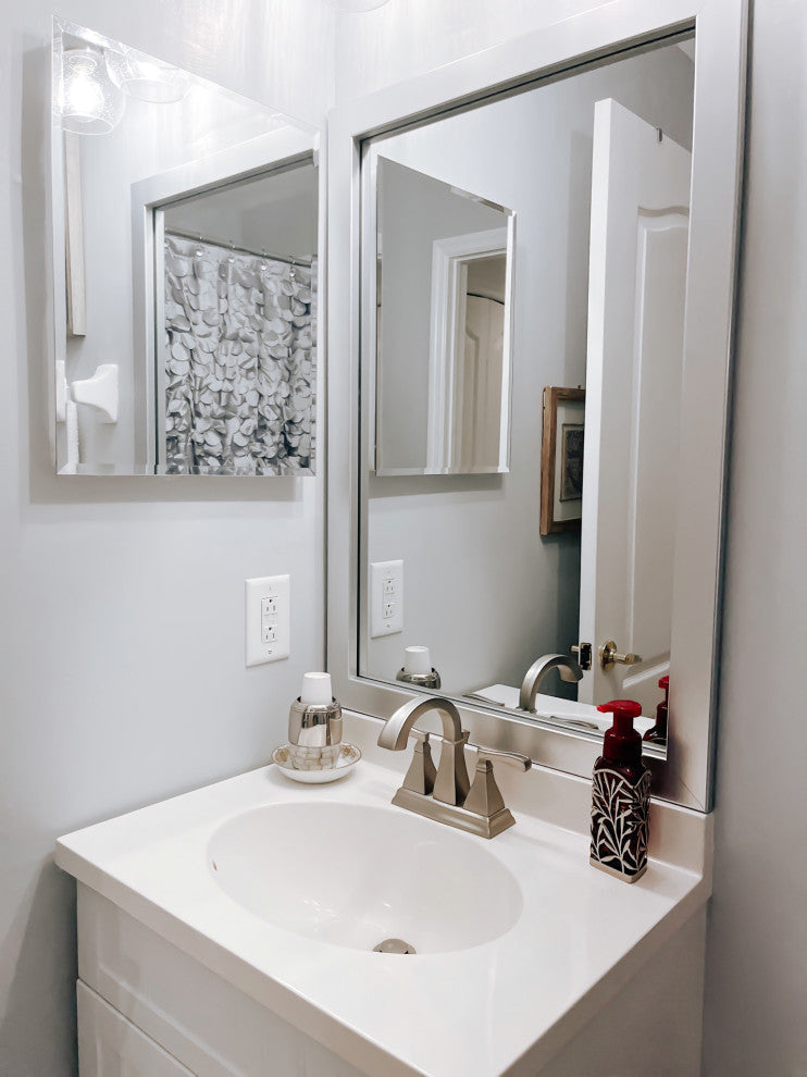 Meade Framed Wall Mirror, Brushed Chrome, 28"x60"