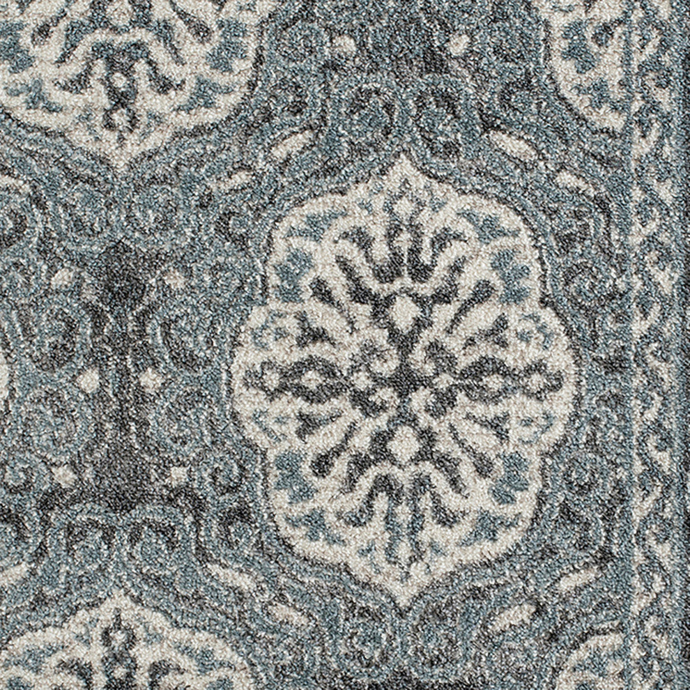 Alessana Banbury Bordered Area Rug, Blue, 6'7"x6'7" Round