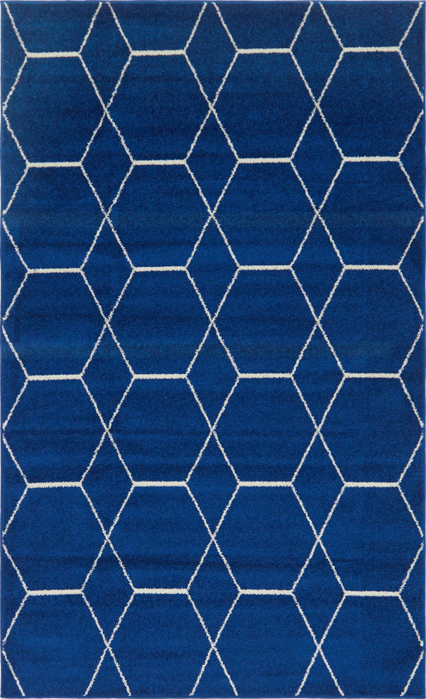 Unique Loom Light Blue Geometric Trellis Frieze 5' 0 x 8' 0 Area Rug