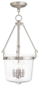 Pendant With Handcrafted Clear Glass, Brushed Nickel