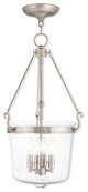 Pendant With Handcrafted Clear Glass, Brushed Nickel