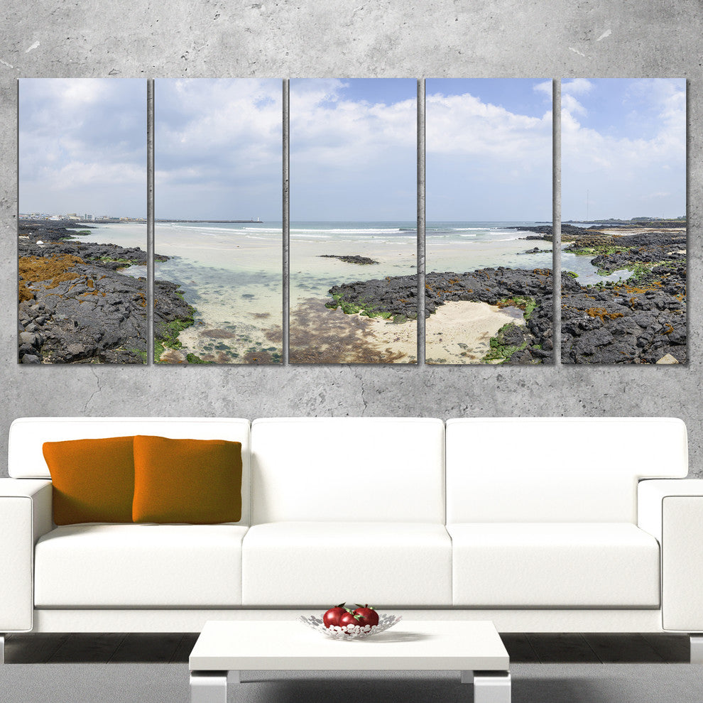 "Panorama View of Woljeongri Beach" Landscape Wall Wall Art, 5 Panels, 60"x28"