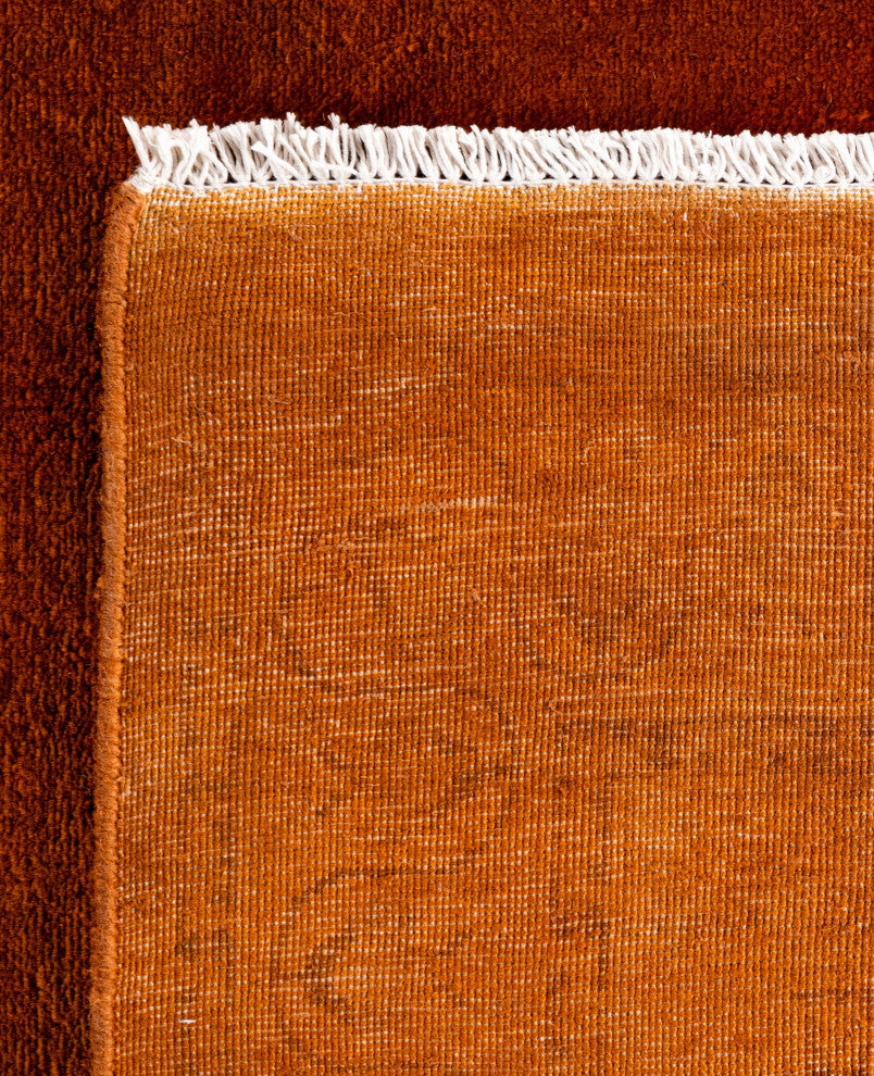 Overdyed One-of-a-Kind Hand-Knotted Area Rug Orange, 10' 0" x 13' 8"