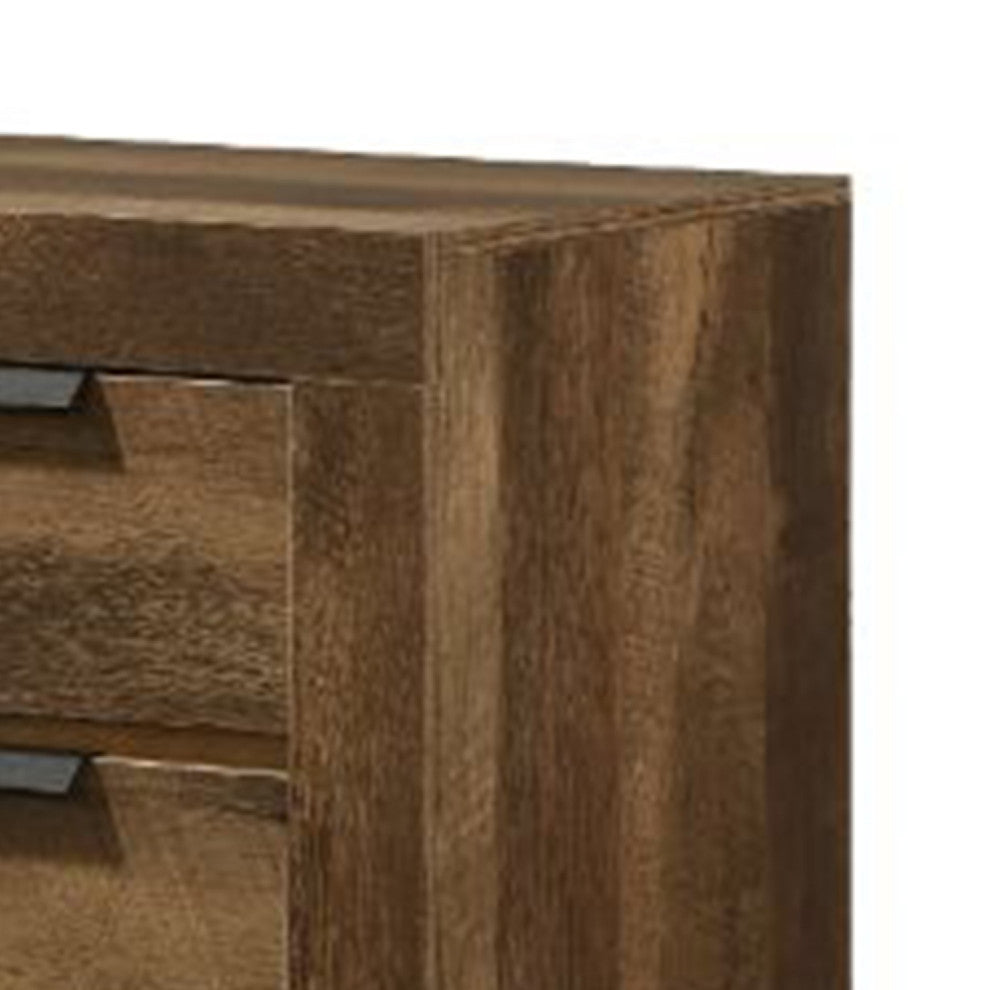Benzara BM269078 Nightstand With 2 Drawers and Plank Style, Rustic Oak Brown
