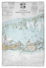 Sugarloaf Key to Key West, FL Nautical Map Kitchen Towel