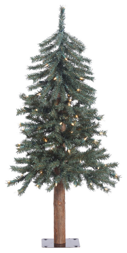 Vickerman B907331 3' Natural Bark Alpine Artificial Christmas Tree, Clear Lights