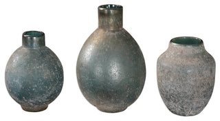 Mercede Weathered Blue-Green Vases, 3-Piece Set