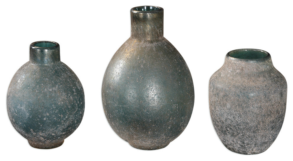 Mercede Weathered Blue-Green Vases, 3-Piece Set