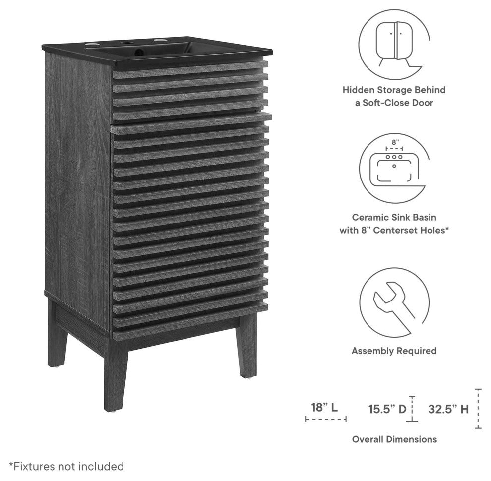 Render 18" Bathroom Vanity, Charcoal Black
