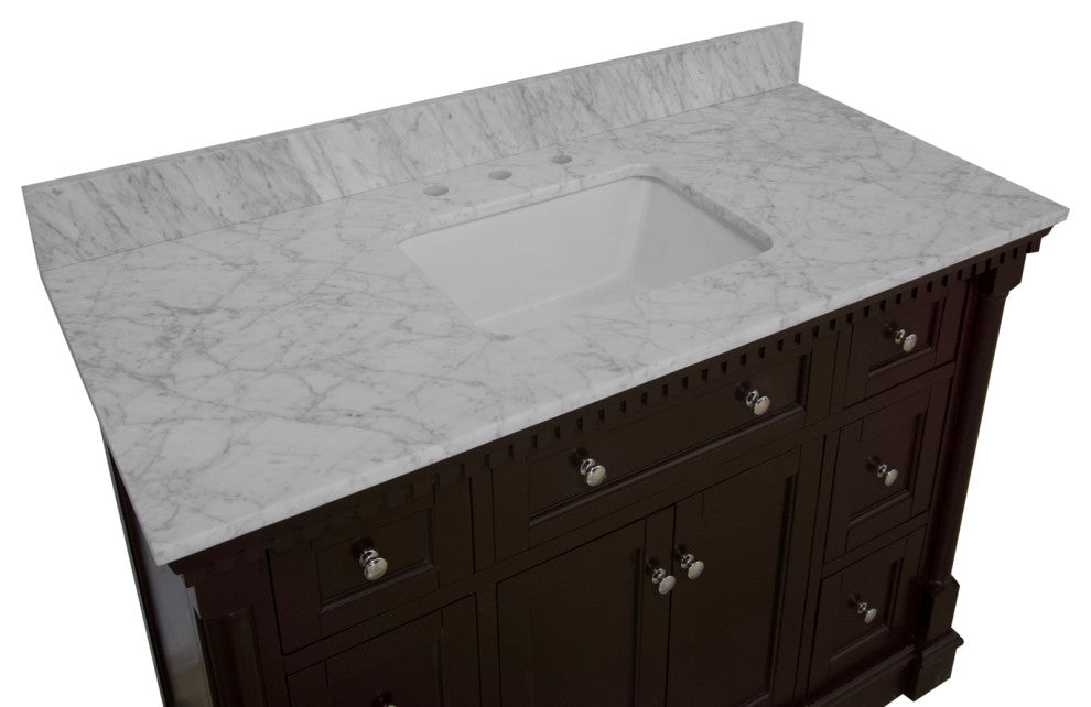 Sydney 48" Bathroom Vanity, Chocolate, Carrara Marble