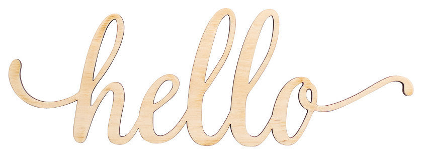 Script Hello Wood Sign, 18"x6"