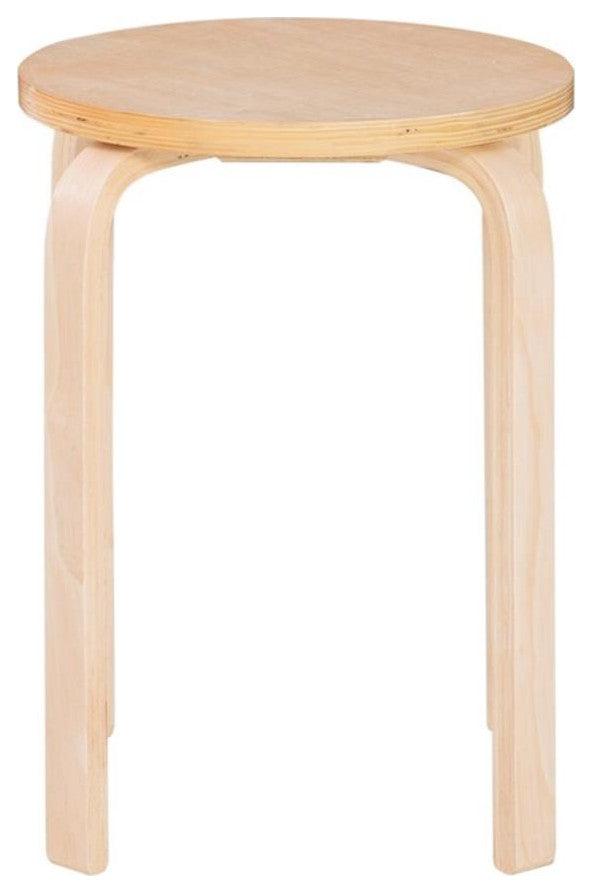 Linon Tenley Bentwood 18" Wood Round Stool in Natural Brown (Set of 4)