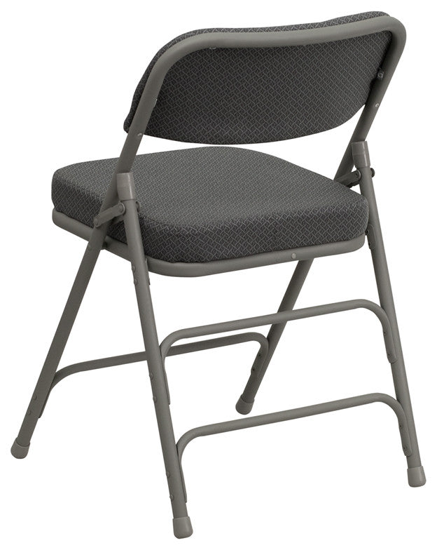 2 Pack HERCULES Premium Triple Braced & Double Hinged Upholstered Folding Chair, Gray Fabric/Gray Frame