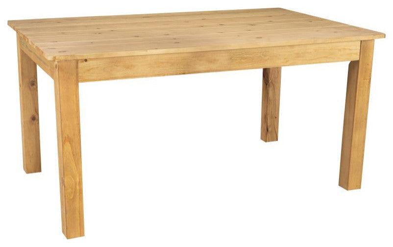 60" x 38" Rectangular Solid Pine Farm Dining Table, Light Natural