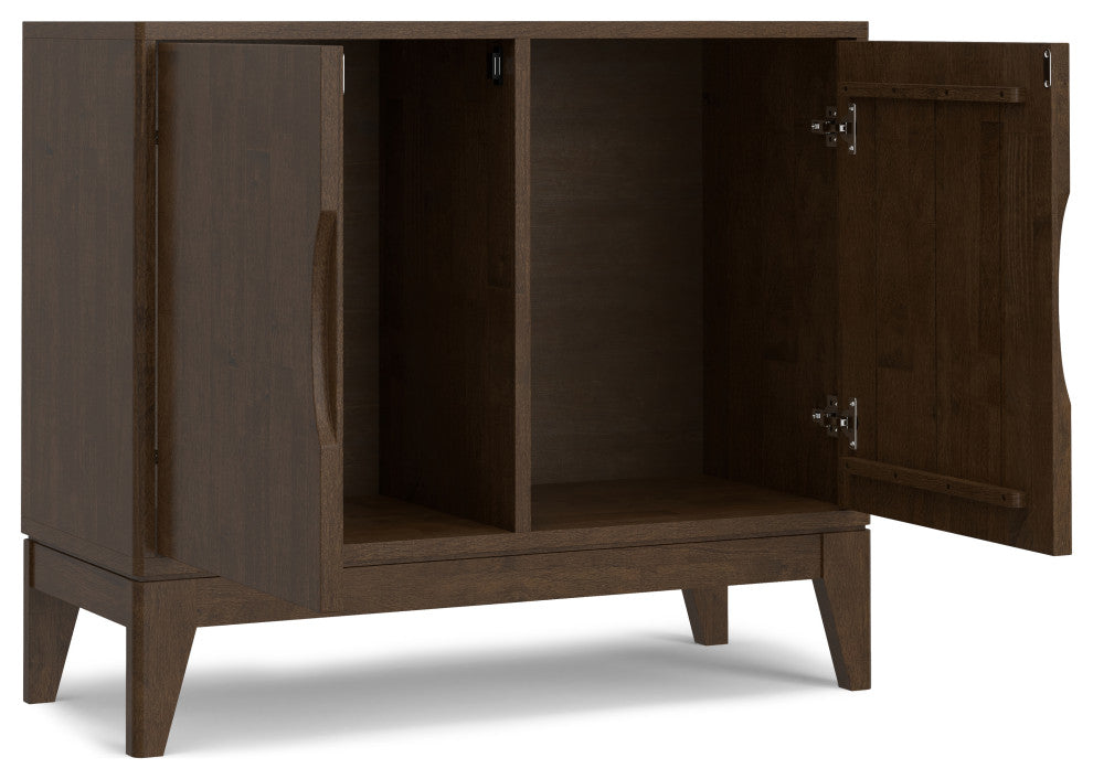 Harper Solid Hardwood 2 Door Sideboard Buffet / Storage Cabinet, Walnut Brown