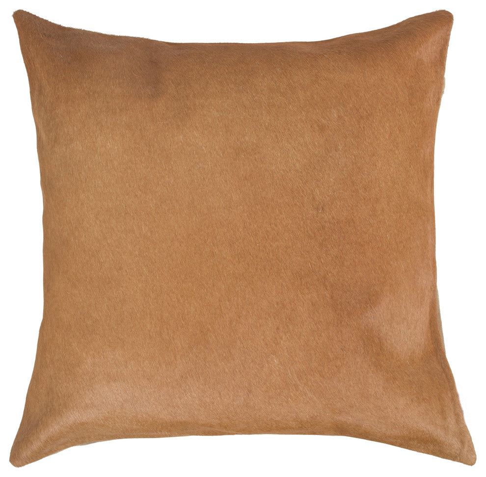 Natural Torino Cowhide Pillow 18"x18", Tan