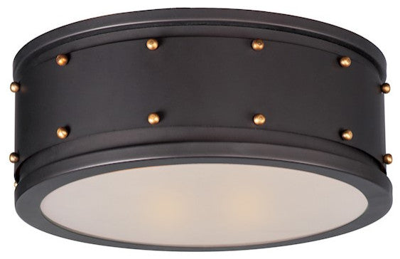 Maxim Lighting Trestle 2-Light Flush Mount, Oil Rubbed Bronze/Brass, 25160OIAB