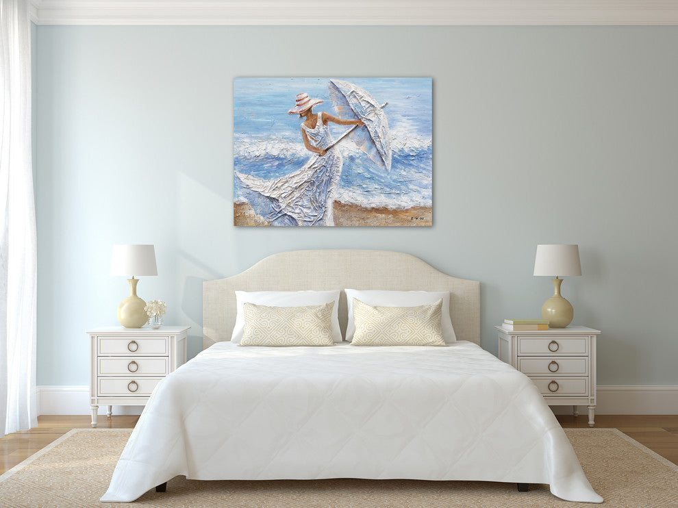 "Beach Winds" Hand Painted Canvas Art, 48"x36" - Wrapped Canvas Painting