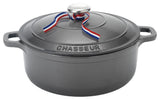 Chasseur 7.1-Quart Caviar-Grey Enameled Cast Iron Round Dutch Oven