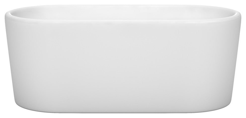 Ursula 59" Freestanding White Bathtub, Matte Black Drain and Overflow Trim