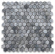 Bardiglio Gray Dark Grey Marble 1 inch Hexagon Mosaic Tile Honed, 1 sheet