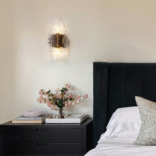 LNC Astridee 2-Light 6.3" Modern Candle Textured Glass Wall Sconce, Brass