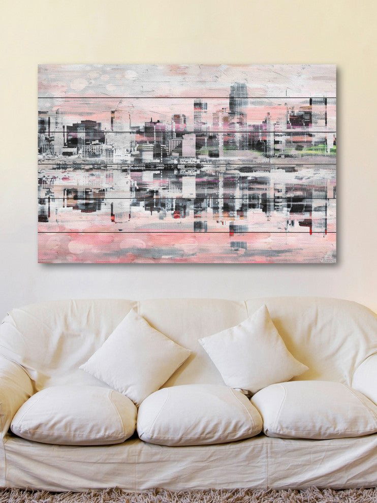 "Picturesque NYC" Print on White Wood, 36"x24"