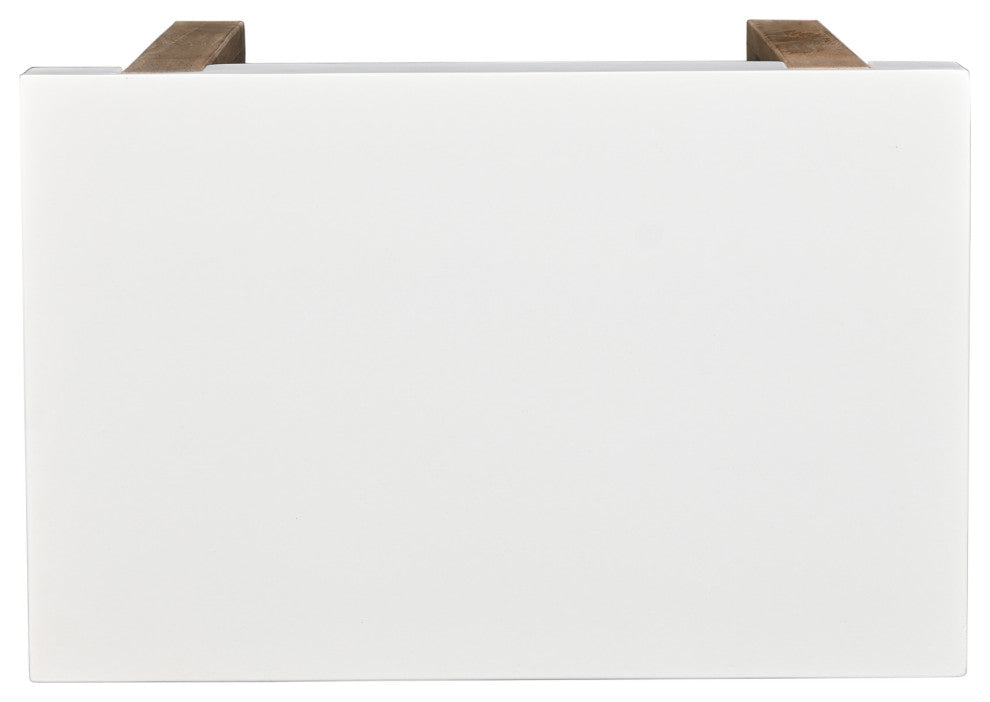 Kerry 20" Rectangular End Table Mango Wood Sled Base White Brown