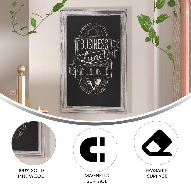 Canterbury Wall Mount Magnetic Chalkboard Sign Set-20" x 30", White Washed, 20" X 30"