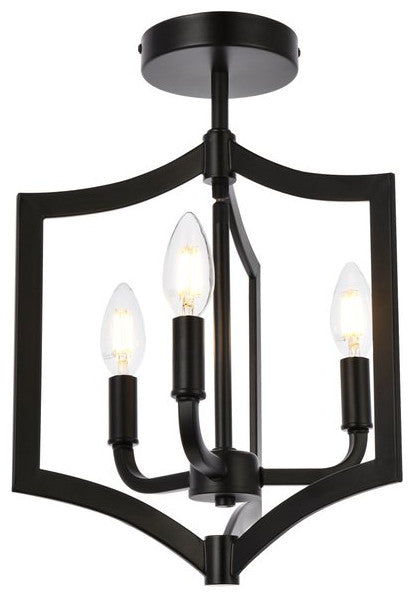 Kassandra 3-Light Flush Mount, Black