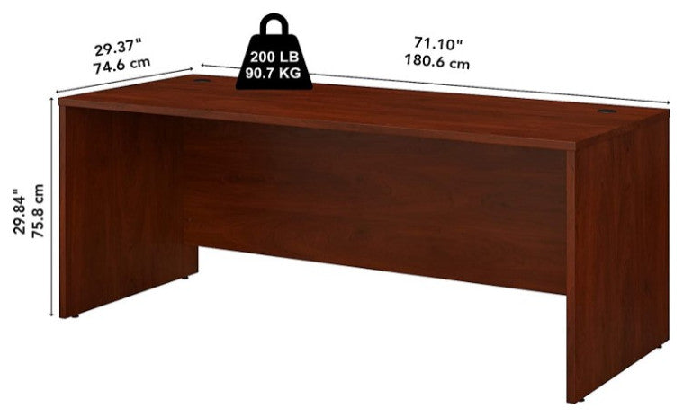 Large Desk, Spacious Hansen Cherry Worktop With Cable Management Grommet